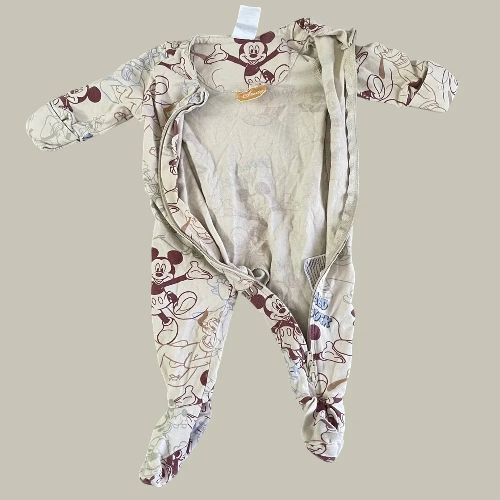 Disney Cotton:On Baby 0-3M Mickey Donald Goofy Footie Sleeper 1 piece Bodysuit